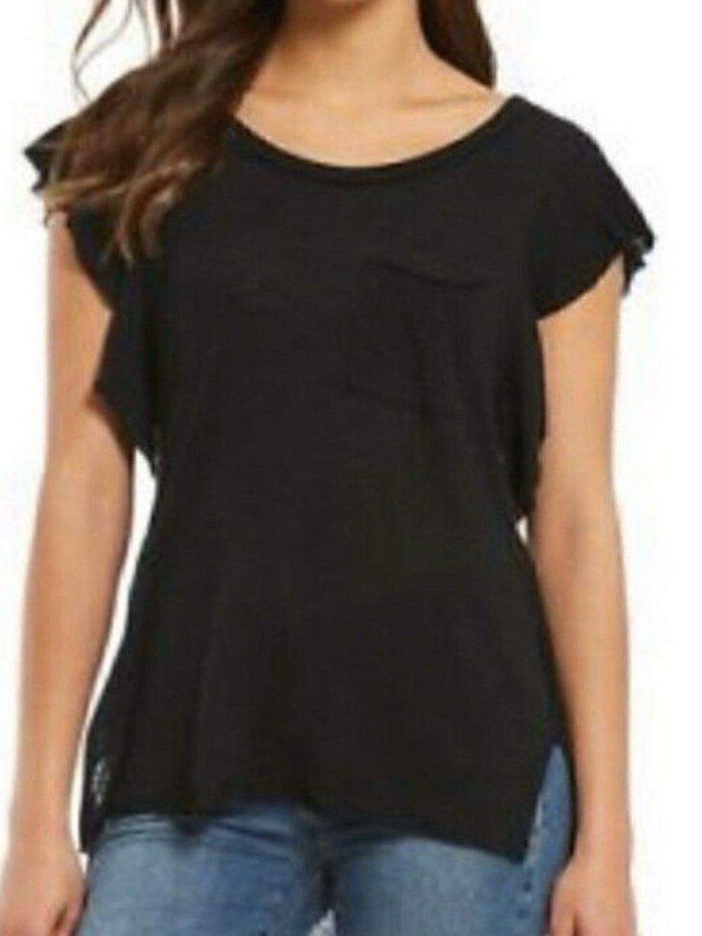 Free People Ruffle Sleeve Pocket Tee